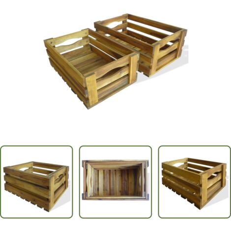 vidaXL Caja de madera -  Caja de manzanas de jardín para plantar de madera de acacia