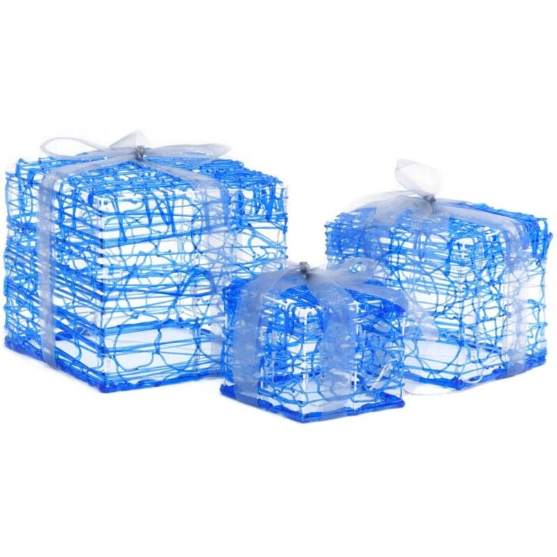 

vidaXL Caja decorativa de regalo Navidad acrílico 3 pzas blanco frío - Azul
