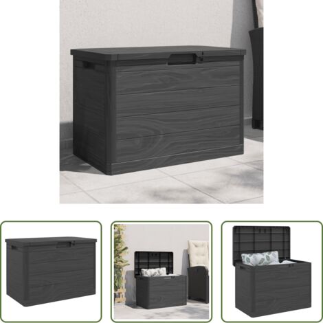 vidaXL Caja para cojines -  Baúl para cojines polipropileno gris antracita 77,5x44,5x53 cm