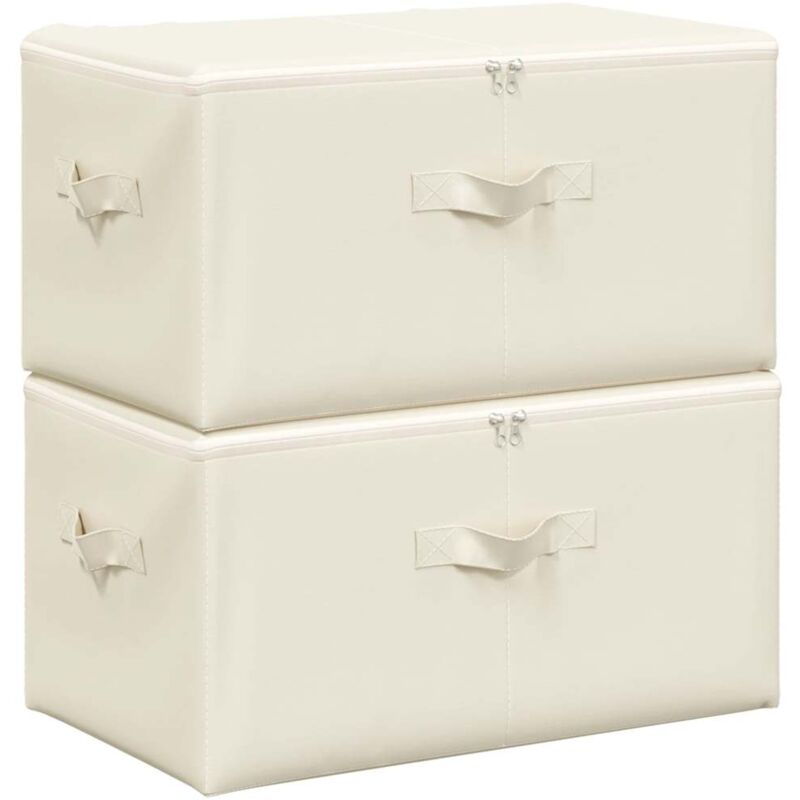 

vidaXL Cajas de almacenaje 2 uds tela crema 43x34x23 cm - Crema