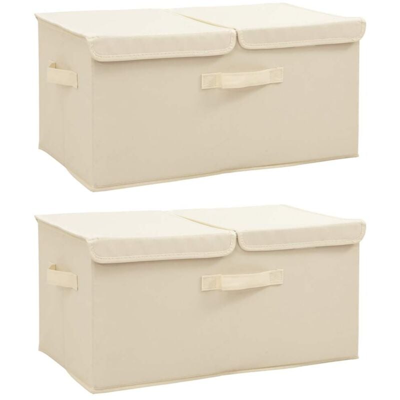 

vidaXL Cajas de almacenaje 2 uds tela crema 50x30x25 cm - Crema