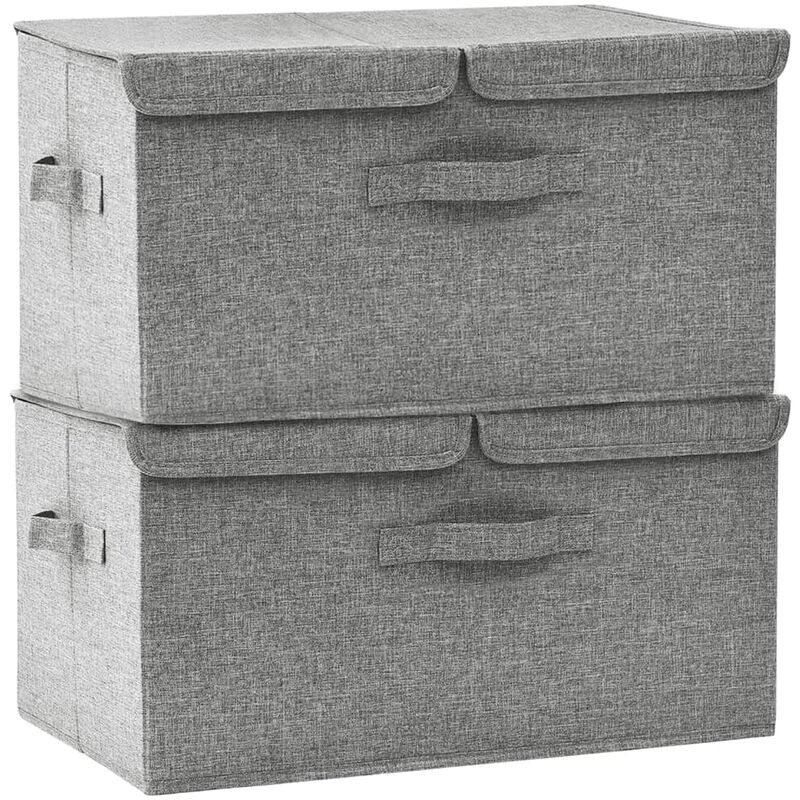 

vidaXL Cajas de almacenaje 2 uds tela gris 50x30x25 cm - Gris