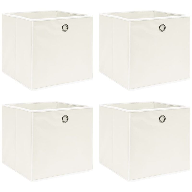

vidaXL Cajas de almacenaje 4 unidades tela blanco 32x32x32 cm - Blanco