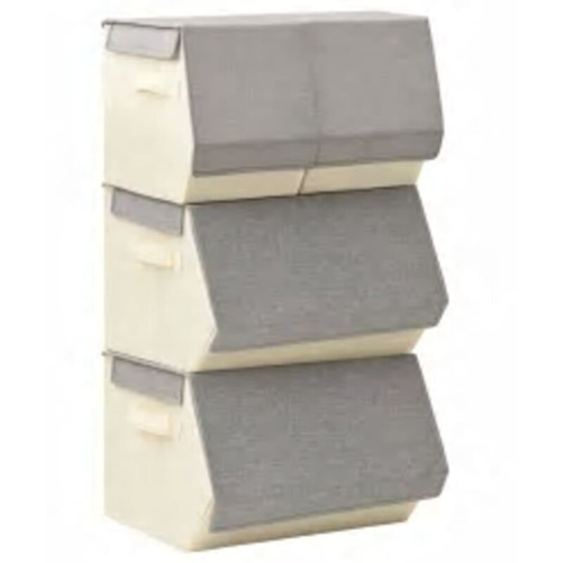 

Cajas de almacenaje apilables 4 unidades tela gris y crema - Gris - Vidaxl