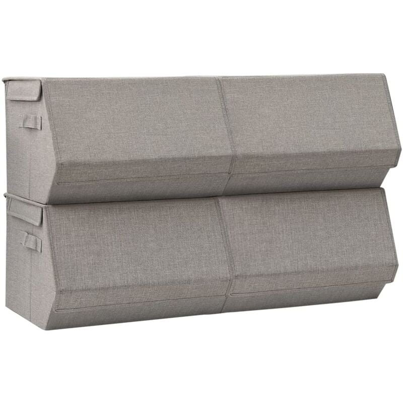 

Cajas de almacenaje apilables con tapa 4 uds tela gris - Gris - Vidaxl