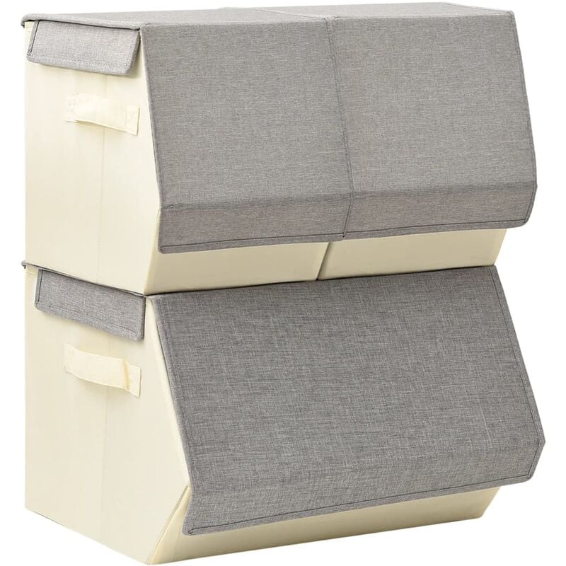 

Cajas de almacenamiento apilables 3 unidades tela gris y crema - Gris - Vidaxl