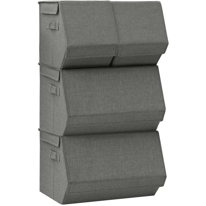 

vidaXL Cajas de almacenamiento apilables 4 uds tela gris antracita - Antracita