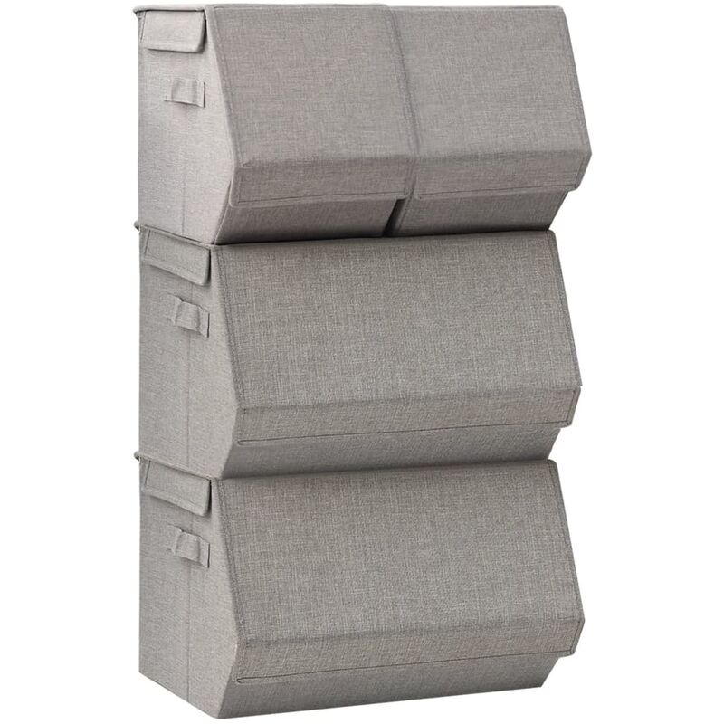 

Cajas de almacenamiento apilables 4 unidades tela gris - Gris - Vidaxl