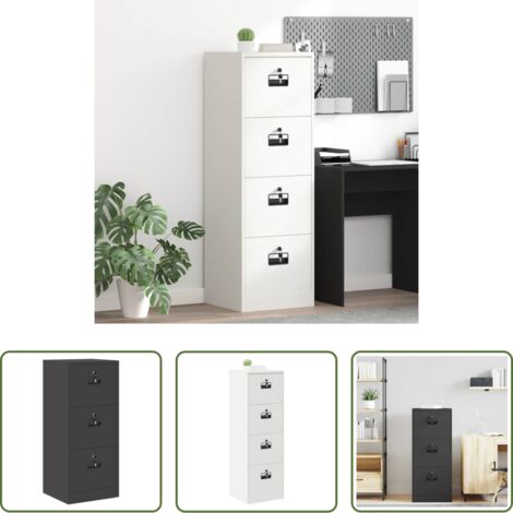 vidaXL Cajón con cerradura -  Mueble archivador con cajón Geométrico Negro 44 x 50 x 106.5 cm