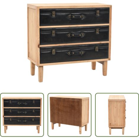 vidaXL Cajón de abeto -  Cajonera de madera maciza de abeto 80x36x75 cm