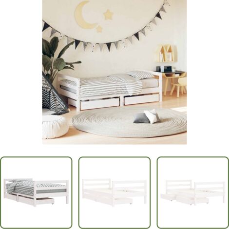 vidaXL Cajón de almacenaje -  Estructura cama infantil y cajones madera pino blanco 80x160 cm