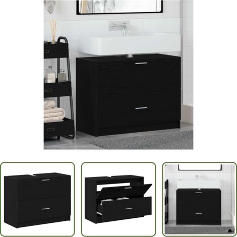 vidaXL Cajón de baño -  Gabinete de Baño con cajón Roble Negro 78 x 37 x 59 cm