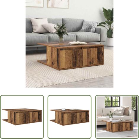 vidaXL Cajón -  Mesa de Café con cajón Madera antigua 80 x 80 x 31 cm