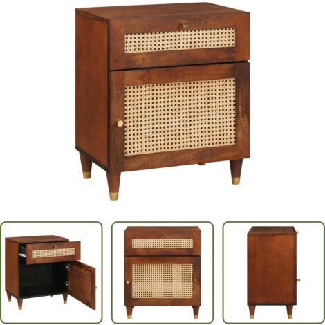 vidaXL Cajón -  Mesas de noche con cajón 50 x 33 x 60 cm Madera de mango maciza