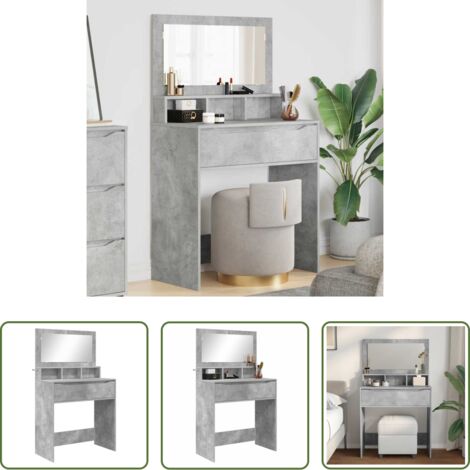vidaXL Cajones -  Mesas de tocador de dormitorio Gris Concreto 80 x 39,6 x 135 cm