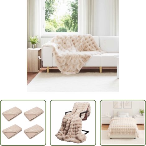 vidaXL Calore invernale -  Coperta antiscivolo in finta di coniglio Olite 4 pcs Beige