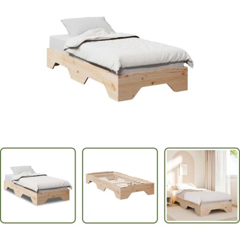 vidaXL Cama apilable -  Estructura de cama sin colchón apilable 75x190 cm madera maciza