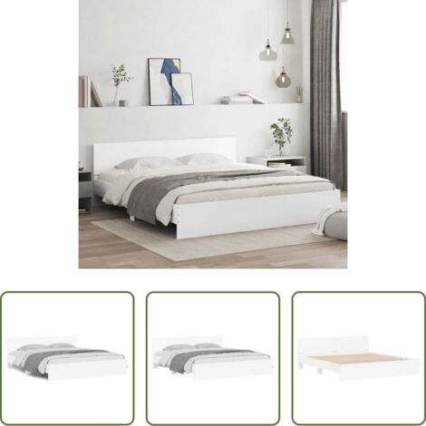 vidaXL Cama blanca -  Estructura de cama con cabecero blanca 180x200 cm