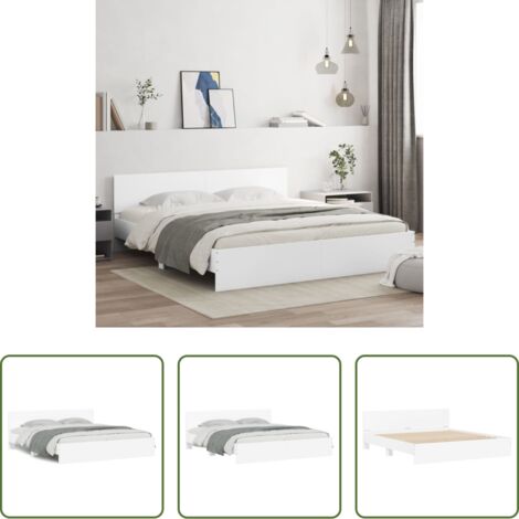 vidaXL Cama blanca -  Estructura de cama con cabecero blanca 200x200 cm