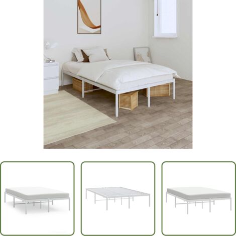 vidaXL Cama blanca -  Estructura de cama de metal blanca 120x190 cm