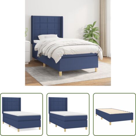 vidaXL Cama box spring -  Cama box spring con colchón tela azul 100x200 cm