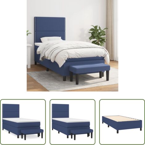 vidaXL Cama box spring -  Cama box spring con colchón tela azul 90x200 cm