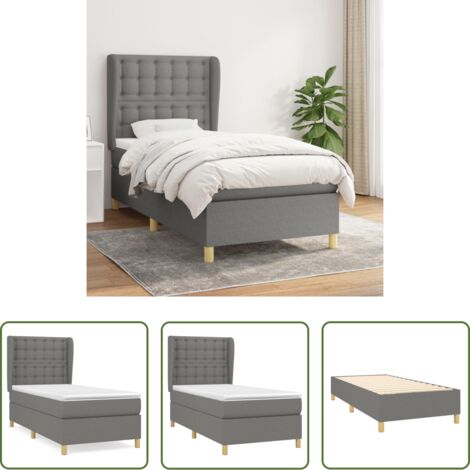 vidaXL Cama box spring -  Cama box spring con colchón tela gris oscuro 100x200 cm