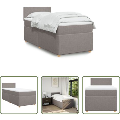vidaXL Cama box spring -  Cama box spring con colchón tela gris taupe 90x190 cm