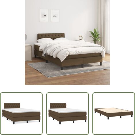 vidaXL Cama box spring -  Cama box spring con colchón tela marrón oscuro 120x200 cm