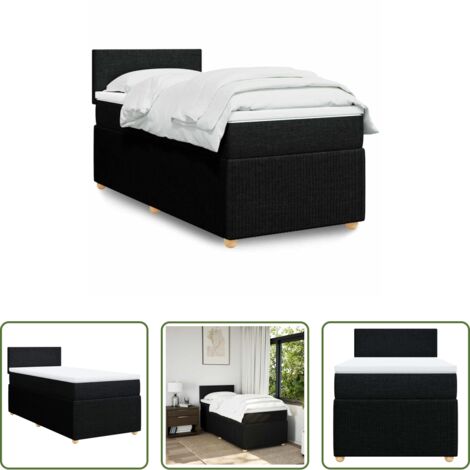 vidaXL Cama box spring -  Cama box spring con colchón tela negro 100x200 cm