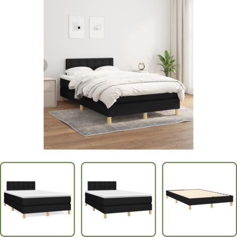 vidaXL Cama box spring -  Cama box spring con colchón tela negro 120x200 cm