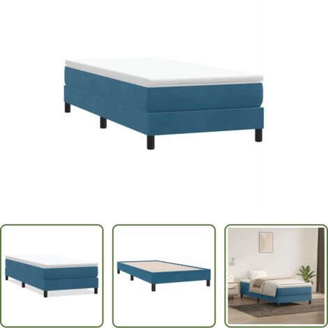 vidaXL Cama box spring -  Cama box spring sin colchón terciopelo azul oscuro 100x210 cm