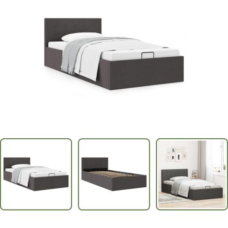 vidaXL Cama canapé -  Cama canapé hidráulica almacenaje tela gris oscuro 100x200 cm