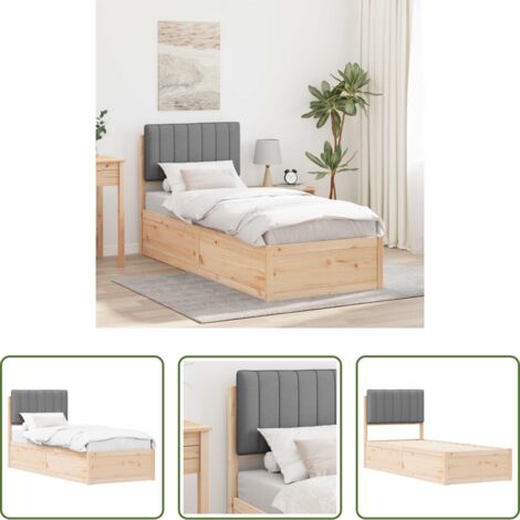 vidaXL Cama con cabecera tapizada -  Estructura de Cama con Cabecera Tapizada Gris Claro 75 x 190 cm