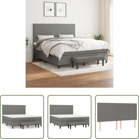 vidaXL Cama con cabecero ajustable -  Cama box spring con colchón tela gris oscuro 160x200 cm