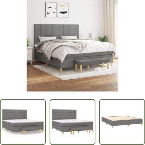 vidaXL Cama con cabecero ajustable -  Cama box spring con colchón tela gris oscuro 160x200 cm