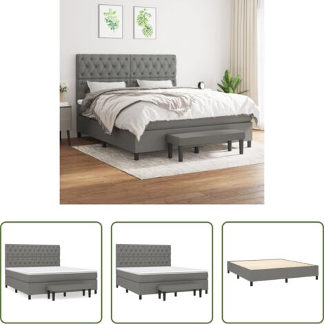 vidaXL Cama con cabecero ajustable -  Cama box spring con colchón tela gris oscuro 160x200 cm