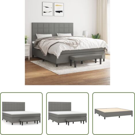 vidaXL Cama con cabecero ajustable -  Cama box spring con colchón tela gris oscuro 160x200 cm