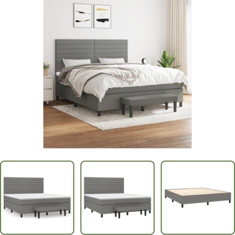 vidaXL Cama con cabecero ajustable -  Cama box spring con colchón tela gris oscuro 160x200 cm