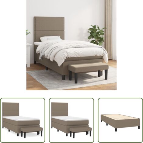 vidaXL Cama con cabecero ajustable -  Cama box spring con colchón tela gris taupe 90x190 cm