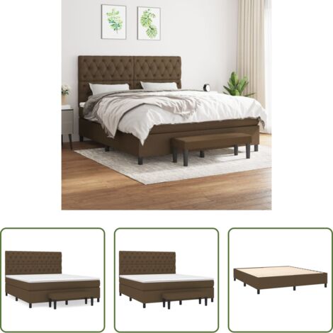 vidaXL Cama con cabecero ajustable -  Cama box spring con colchón tela marrón oscuro 160x200 cm