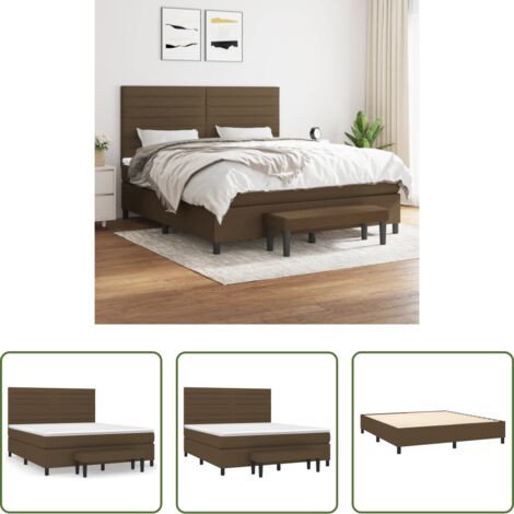 vidaXL Cama con cabecero ajustable -  Cama box spring con colchón tela marrón oscuro 160x200 cm