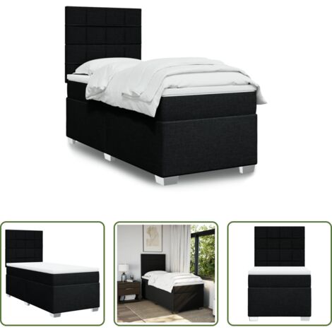 vidaXL Cama con cabecero ajustable -  Cama box spring con colchón tela negro 90x190 cm