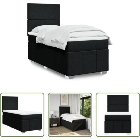 vidaXL Cama con cabecero ajustable -  Cama box spring con colchón tela negro 90x190 cm