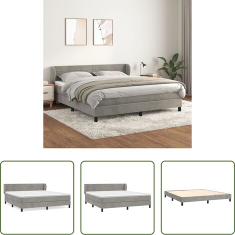 vidaXL Cama con cabecero ajustable -  Cama box spring con colchón terciopelo gris claro 160x200 cm
