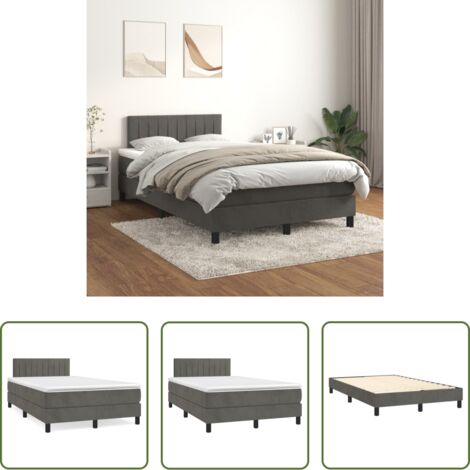 vidaXL Cama con cabecero ajustable -  Cama box spring con colchón terciopelo gris oscuro 120x200 cm
