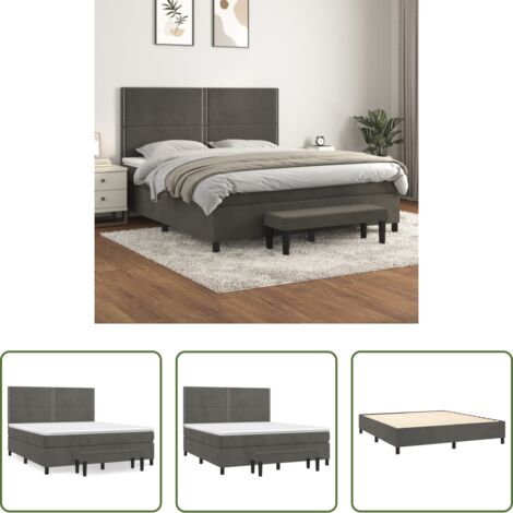 vidaXL Cama con cabecero ajustable -  Cama box spring con colchón terciopelo gris oscuro 160x200 cm