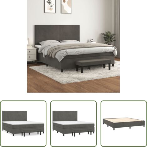vidaXL Cama con cabecero ajustable -  Cama box spring con colchón terciopelo gris oscuro 160x200 cm