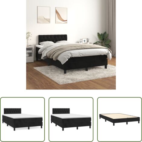 vidaXL Cama con cabecero ajustable -  Cama box spring con colchón terciopelo negro 120x200 cm