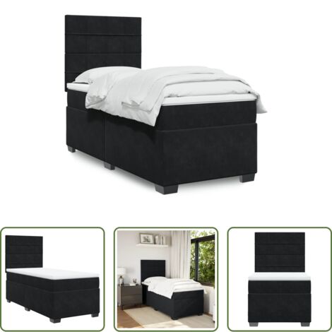 vidaXL Cama con cabecero ajustable -  Cama box spring con colchón terciopelo negro 80x200 cm